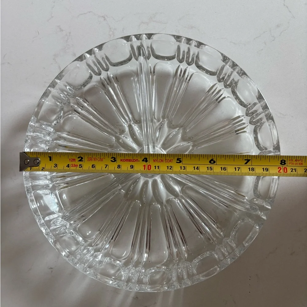 Vintage Clear‎ Glass 3-Part Circular Divided Serving Relish Condiment Dish 8”
